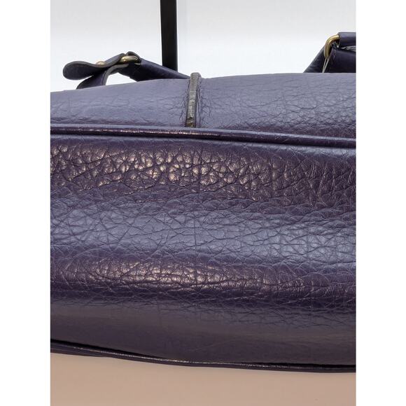 VTG Adrienne Vittadini Magnetic Purple Violet Tessa Pebble Leather Satchel - Picture 6 of 16